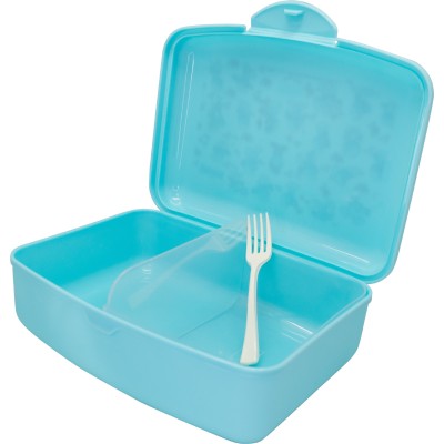 Fiambrera Infantil y contenedor con tenedor incluido, Caja de Almuerzo, Ligera y Fácil de Limpiar, Pitufos