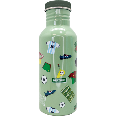 Botellín de agua infantil con tapón pajita a prueba de fugas 500 ml, Botella de agua para niños, Futbol