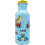 Botellín de agua infantil con tapón pajita a prueba de fugas 500 ml, Botella de agua para niños, Coches